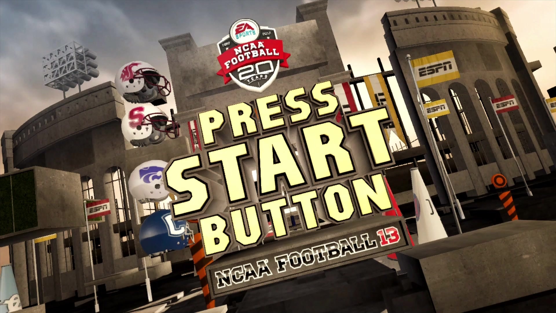 NCAA Football 13 title screen for Xbox 360